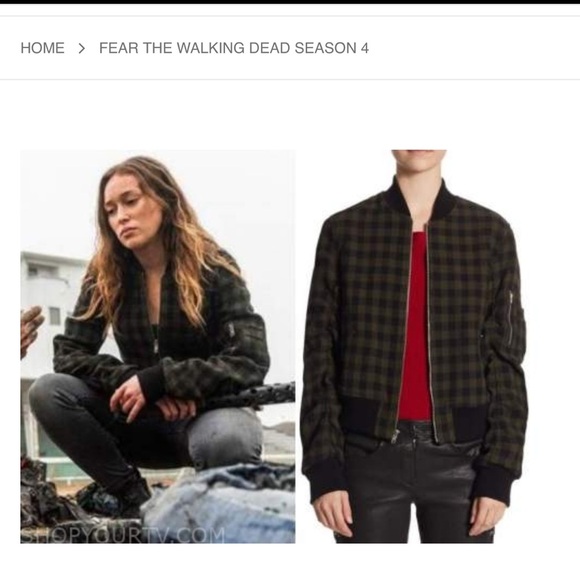 A.L.C virgin wool plaid print bomber jacket - Picture 4 of 5